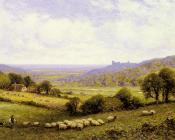 阿尔弗雷德 格伦迪宁 : Near Amberley, Sussex, with Arundel Castle in the Distance